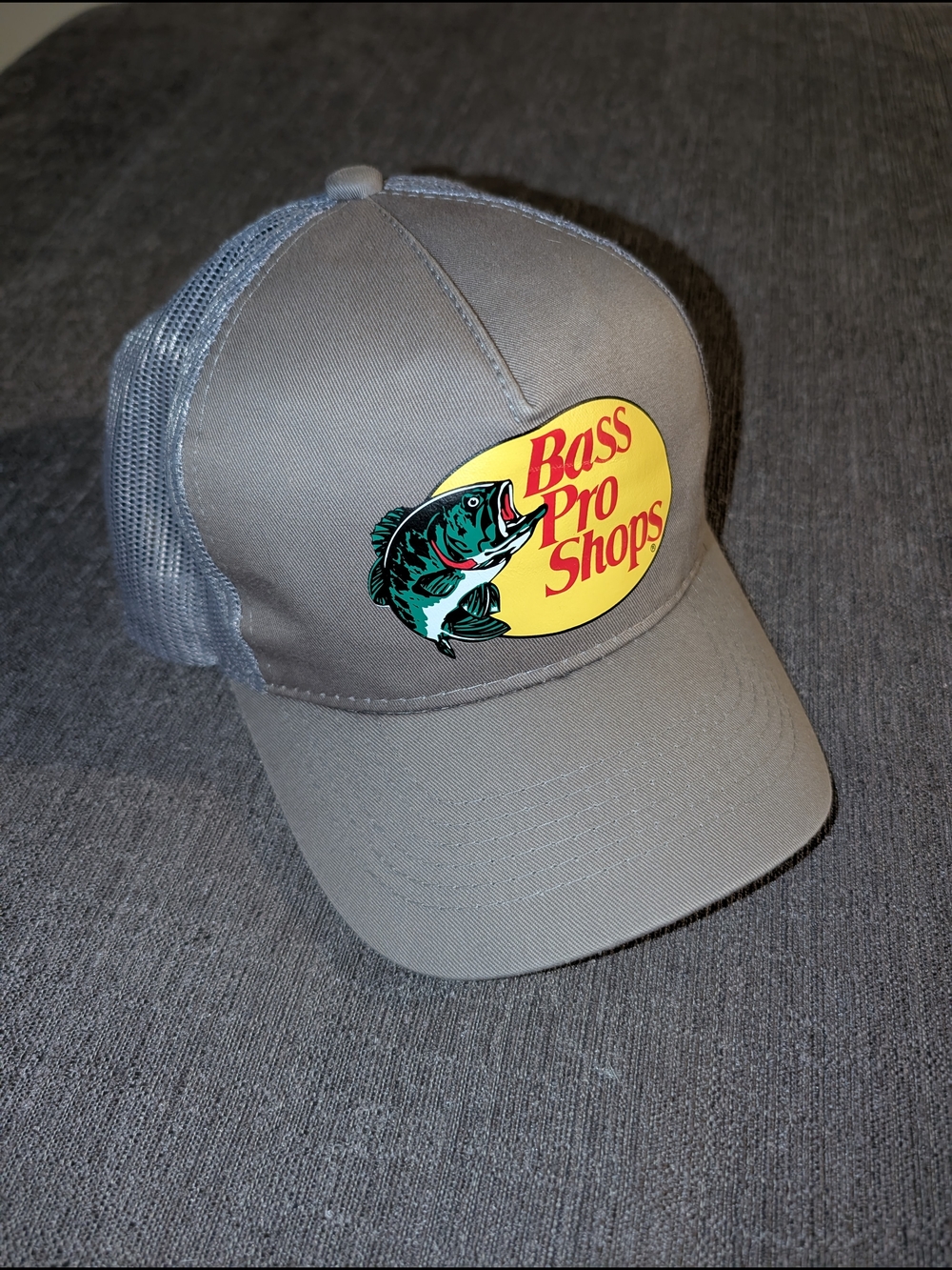 Bass Pro Shops Gray Trucker Hat with Yellow Logo